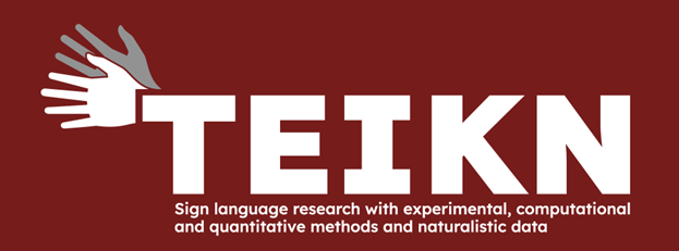 Logo for TEIKN (teikn ‘sign(s)’ in Nynorsk): Sign Language Research with Experimental, Computational and Quantitative Methods and Naturalistic Data 