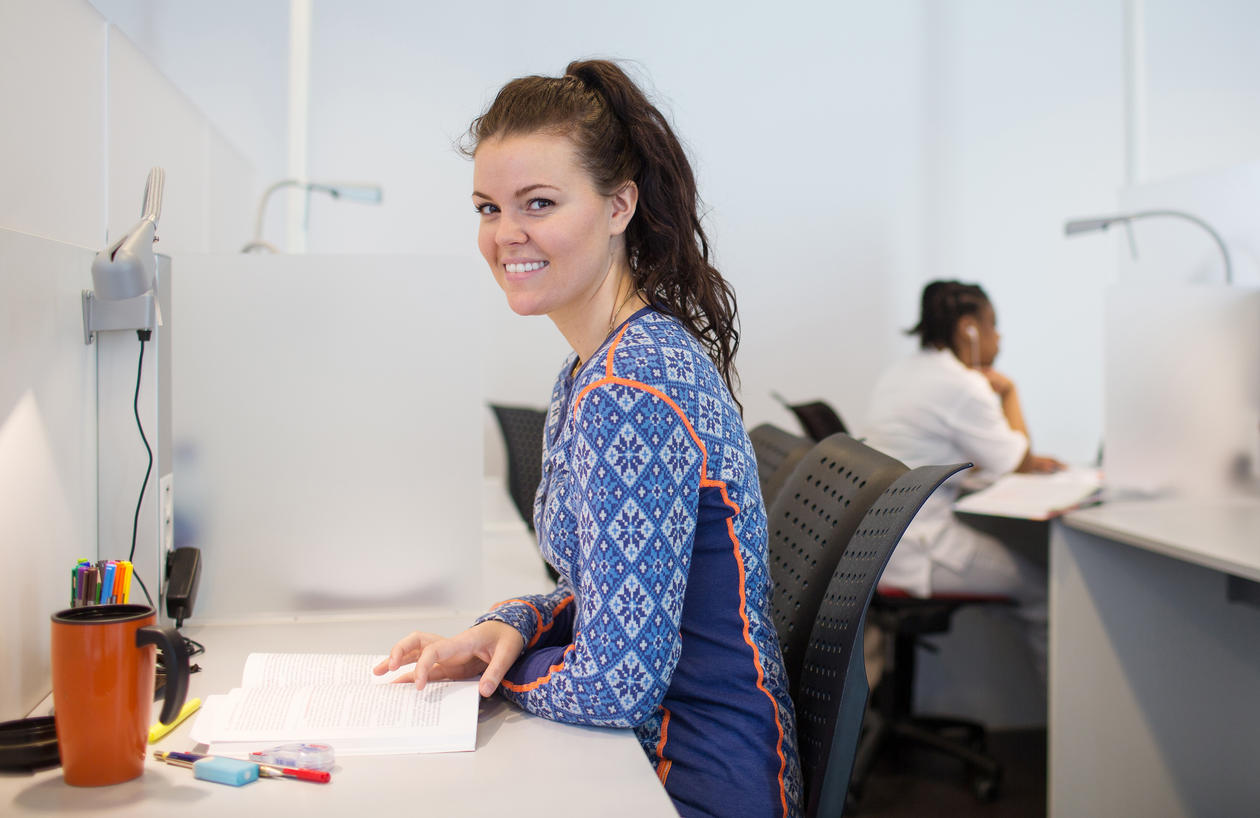 Female student in reading room