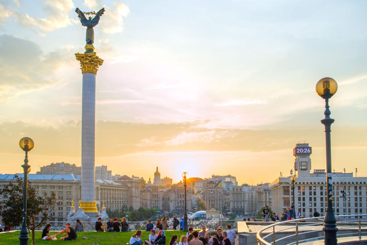 Bilde av Maidan-plassen i Kyiv.