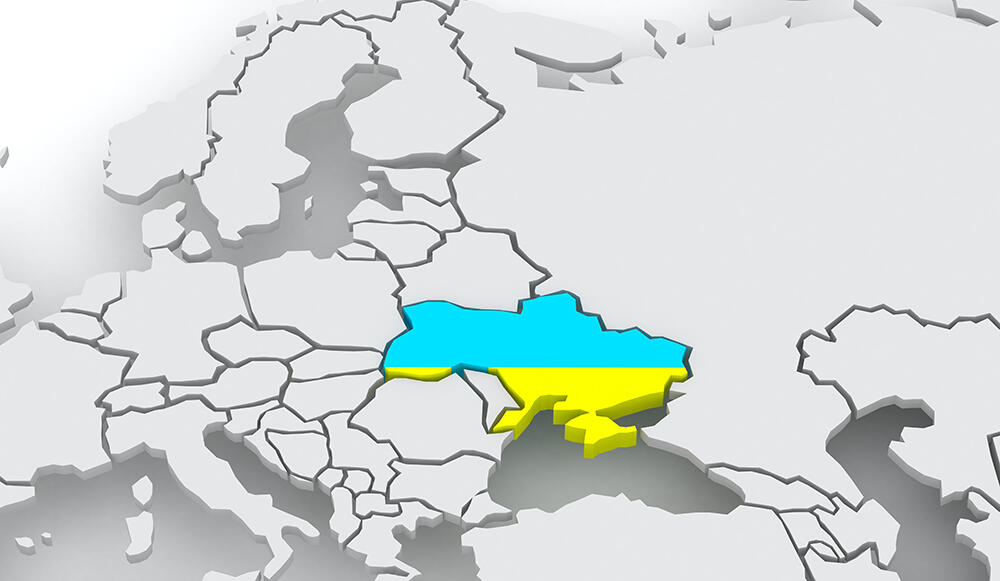 Bilde av kart over europa med fokus på Ukraina