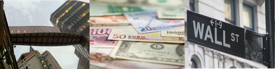 Veiskilt "Wall street" med bygninger i bakgrunnen