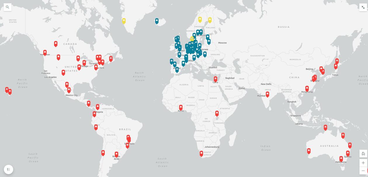 Kart med utvekslingsavtalar