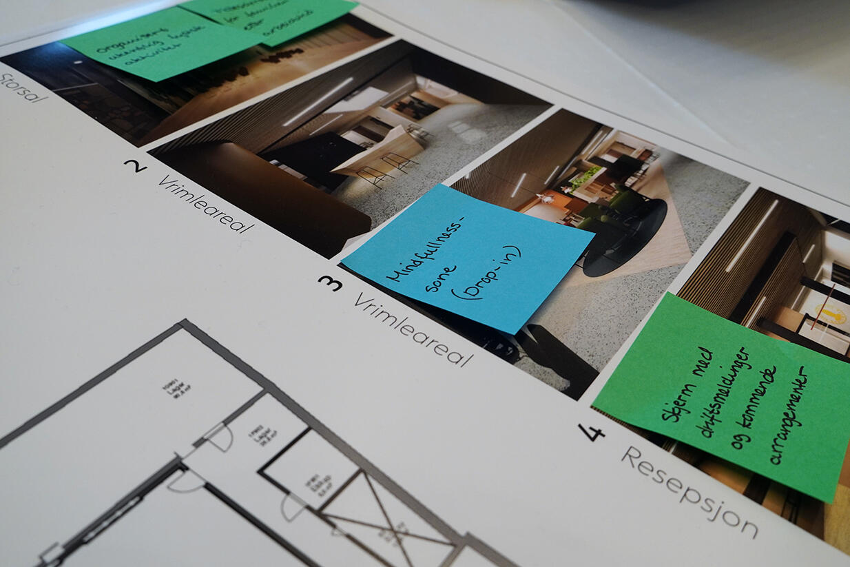 Post it lapper på en plansje