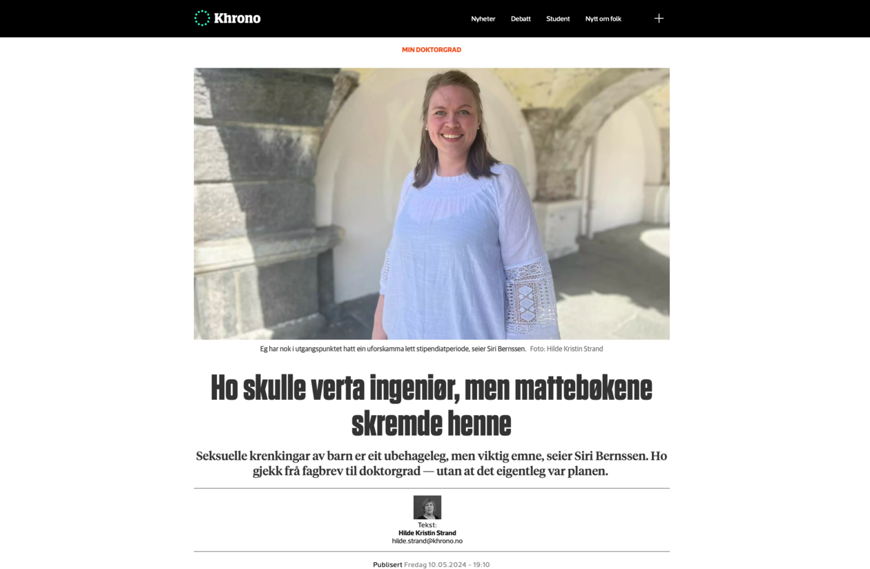 Skjermbilde av innledningen til Khrono