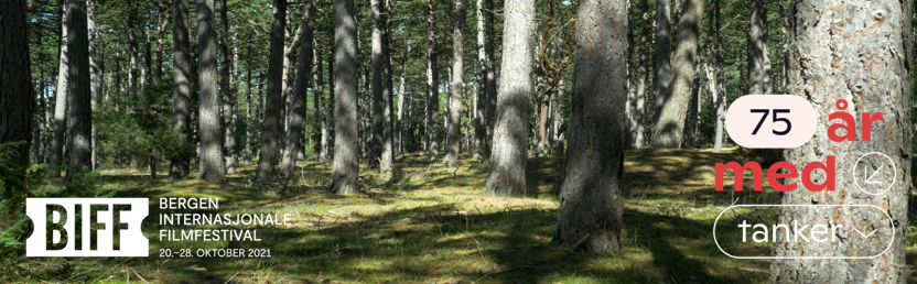 SOLUTIONS, bilde av skog, 75 år med tanker-logo i høyre hjørne, BIFF-logo i venstre hjørne