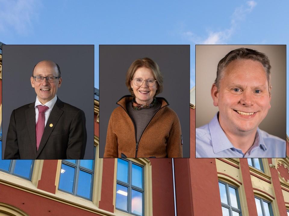 Bildemontasje med Karl Harald Søvig, Henriette Sindig Aasen og Bjørn Henning Østenstad