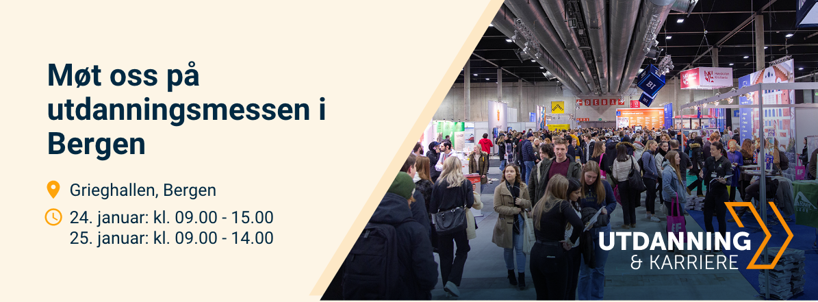 Banner fra Utdanning og Karriere om Utdannignsmessen i Bergen