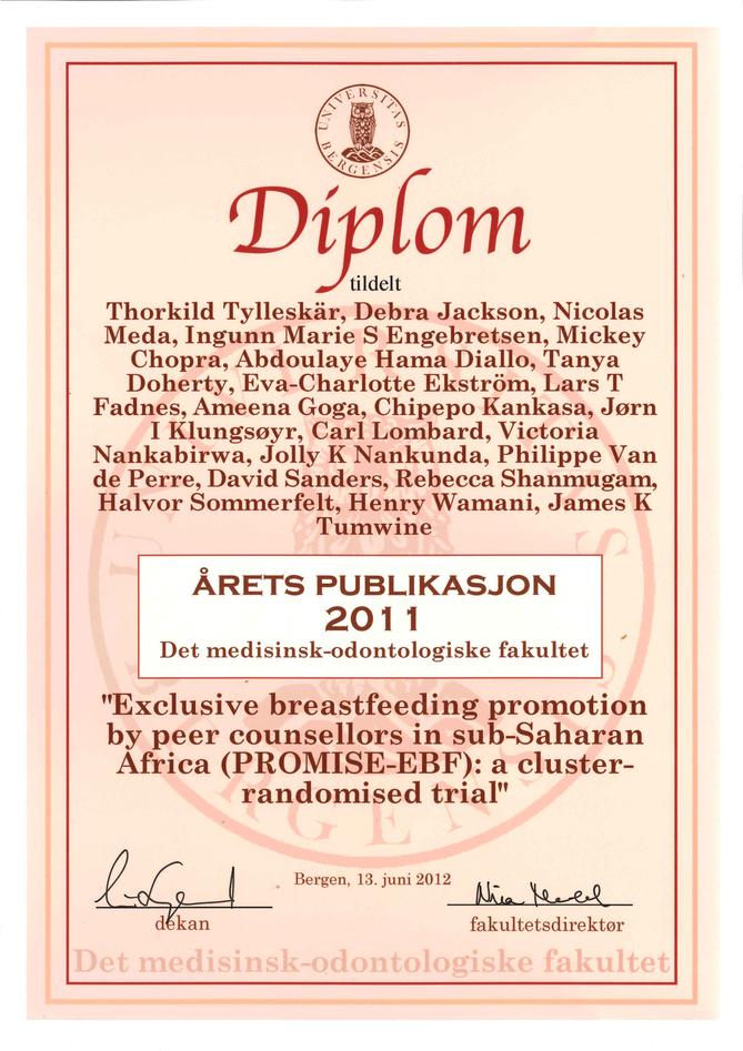 Publication of the year 2011: Exclusive breastfeeding promotion by peer...