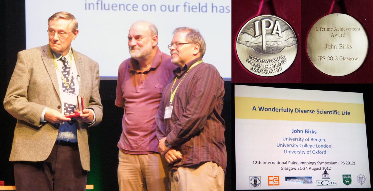 John Birks, with Rick Battarbee and John Smol, the medal and title page of...