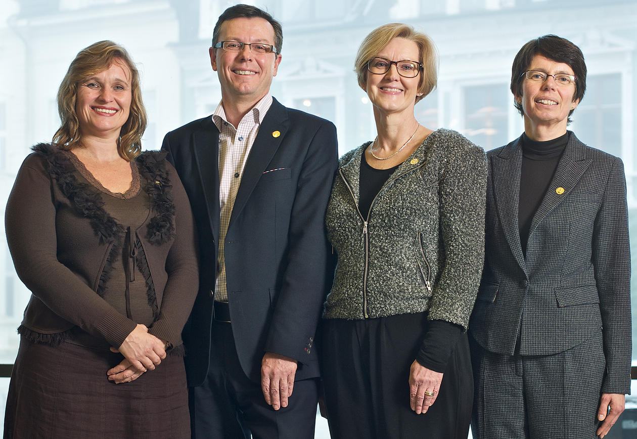 Team Olsen vant rektorvalget. Fv: Oddrun Samdal, Dag Rune Olsen, Anne Lise...