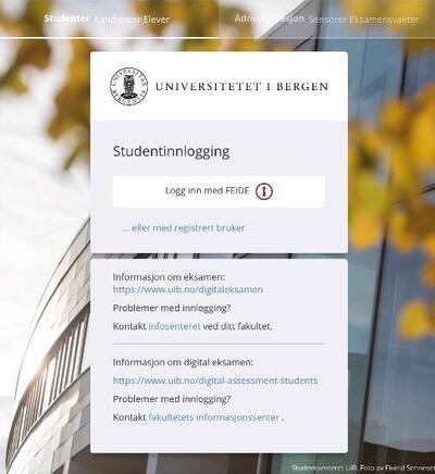 Bilde av innloggingsside på Inspera. 