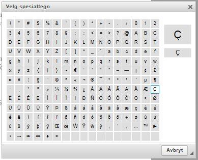 bilde av spesialtegn