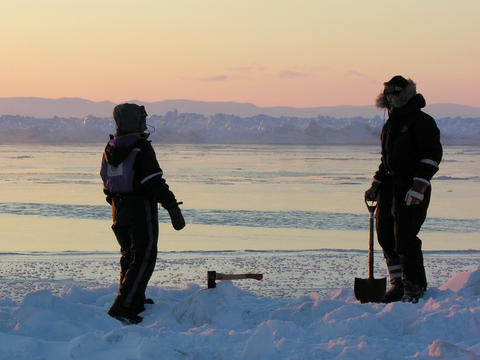 Field work on the Arctic sea ice. Photo: Lars Henrik Smedsrud