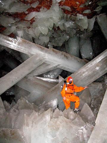 Krystaller i Cueva de los Cristales i Naica, Mexico