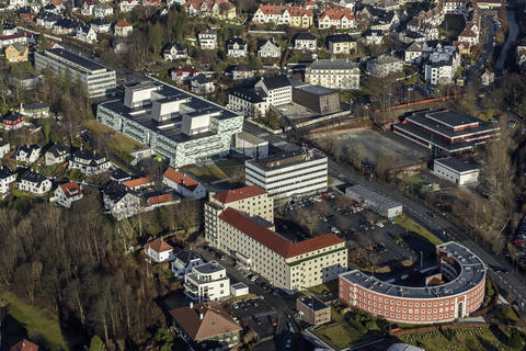 Luftfoto av området som kan bli Helsecampus Årstadvollen