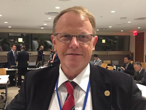 Universitetet i Bergen sin marine direktør, Amund Måge, i New York 5. juni 2017 på åpningsdagen av FNs havkonferanse.