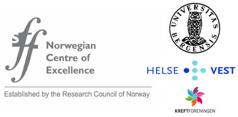 Logos of CCBIO funding: Research Council, University of Bergen, Helse Vest and the Cancer Society.