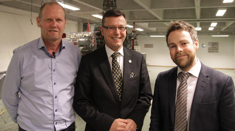 Left to right: Centre for Geobiology Director Rolf Birger Pedersen, University of Bergen Rector Dag Rune Olsen and Norway's Minister of Education and Research, Torbjørn Røe Isaksen, at the opening of a new marine research centre in Bergen in January 2014.