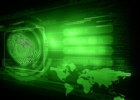 fingerprint on a digital picture of the globe