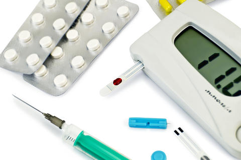 Legemidler og utstyr til behandling og oppfølging av diabetes.