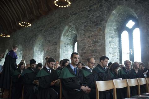 PhD students from the Faculty of Mathematics and Natural Sciences at the doctor promotion in Håkon’s Hall in August 2014.