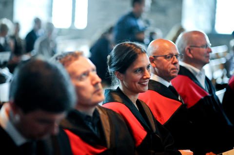 Doctors at University of Bergen attending the so-called doctor promotion at Håkonshallen in August 2013.