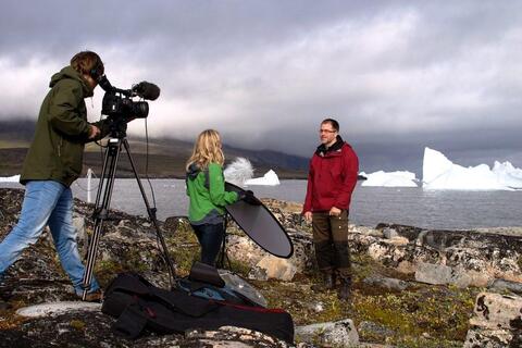 Kerim being filmed on Greenland