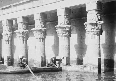 Flooded Temple of Isis, Philae, Egypt. 1900-1920