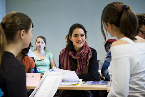 Female student i classroom