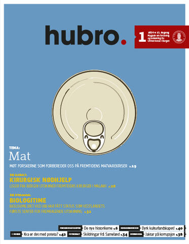 Forsiden på Hubro 01/2014, Universitetet i Bergens magasin for forskning og utdanning