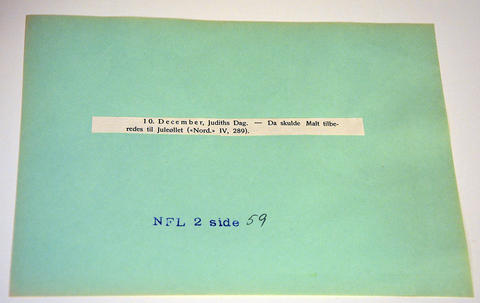 Mykje av arkivet er digitalisert, men noko er framleis i papirform – her frå merkedagssamlinga, eit utklipp om 10. desember frå ei avis i 1959.