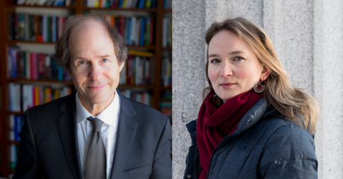 Årets holbergprisvinner Cass Sunstein og Nils Klim-prisvinner Francesca R. Jensenius