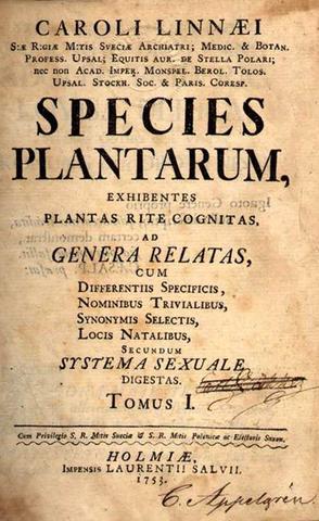 Species Plantarum er Linnes berømte verk fra 1753.