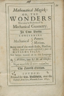 Bilde av forsiden på John Wilkins bok Mathematical Magick