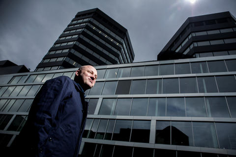 Professor Ole J. Mjøs from the University of Bergen outside the new media cluster, Media City Bergen, in March 2017.