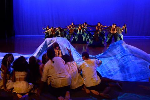 Dancers in a scene in "Moana: The Rising of the Sea".