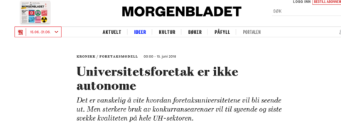 Utsnitt av overskrift i Morgenbladet