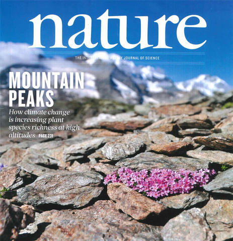 Front cover of Nature journal with a photo of Androsace alpina on a mountain summit