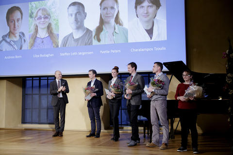 Bergen Research Foundation ceremony in the University aula 2 December 2016, with recruiting research grant recipients from the University of Bergen.
