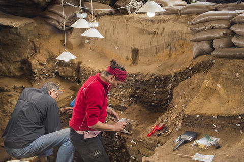 Archaeology researchers working in Blombos Cave in South Africa.