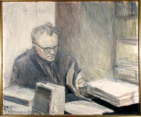 Photo of illustration of the renowned UiB scholar and social scientist Stein Rokkan. 