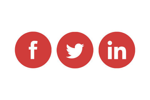 Illustrasjon som viser Facebook, Twitter og LinkedIn