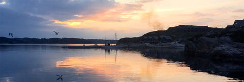 Sunset view of the surroundings of Panorama Hotel at Sotra outside of Bergen.