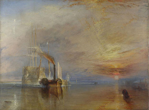 Bildet viser et seilskip som trekkes av et dampskip