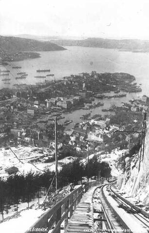 Bilde fra 1918 av Fløibanen, Bergen
