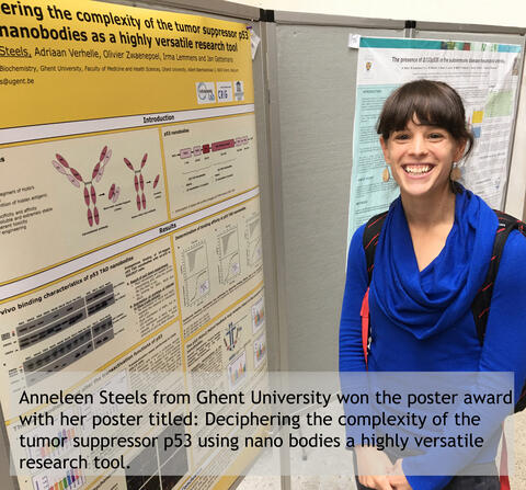 Anneleen Steels in front of her poster.