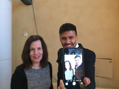 Social media influencer Yusuf Omar and Professor Astrid Gynnild from the University of Bergen at the Mobile spotting in the media conference in Bergen on 12 January 2017.