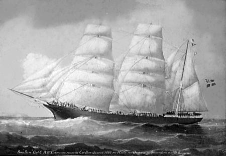 The bark Beta sailed from Drammen, Norway to Hawaii in 1879 with the first...
