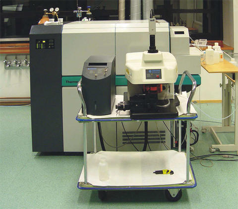 Single collector ICP-MS instrument with UV solid state laser ablation system...