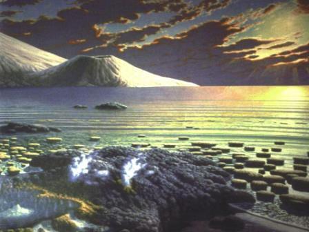 An artists reconstruction of the earth c. 3.5 billion years ago, we want to...